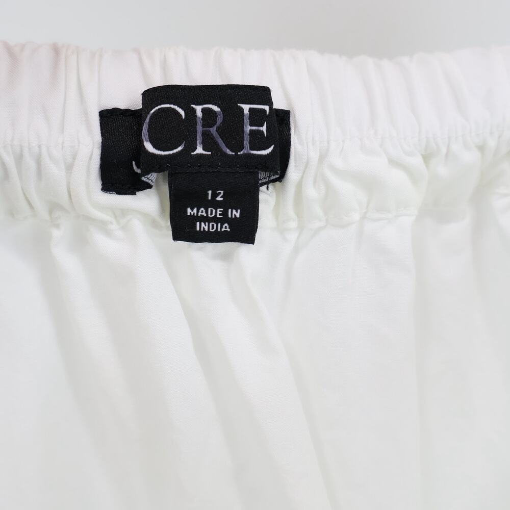 J.Crew Contrast Stitch Midi Skirt Cotton Poplin White Size 12 - Picture 4 of 7